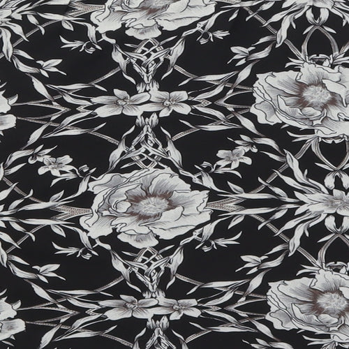 Eight Paris Womens Black Floral Polyester Skater Skirt Size S