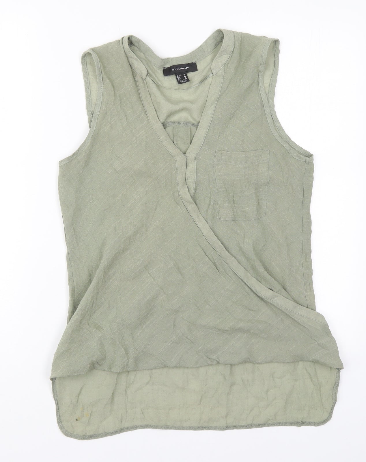 Atmosphere Womens Green  Viscose Basic Blouse Size 12 V-Neck
