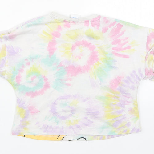 Tesco Girls Multicoloured  Cotton Basic T-Shirt Size 5-6 Years Crew Neck Pullover - Minnie Mouse