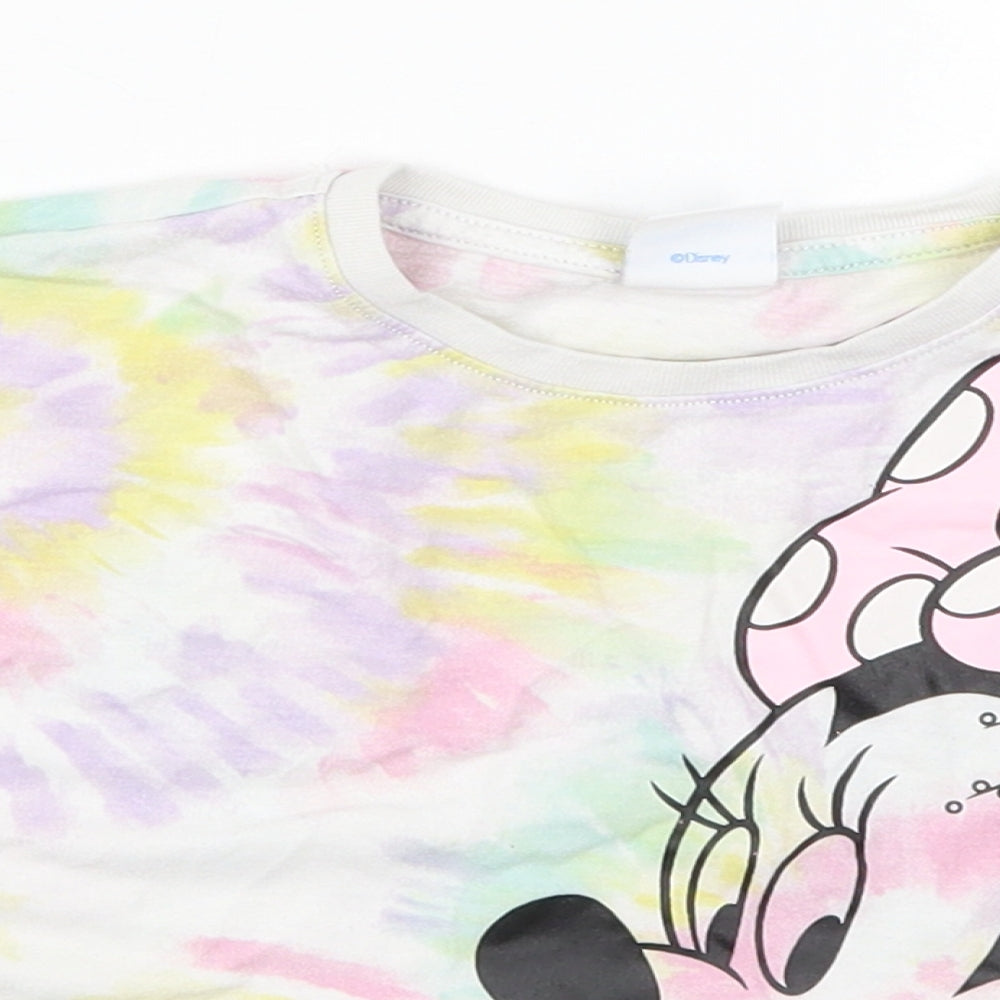 Tesco Girls Multicoloured  Cotton Basic T-Shirt Size 5-6 Years Crew Neck Pullover - Minnie Mouse