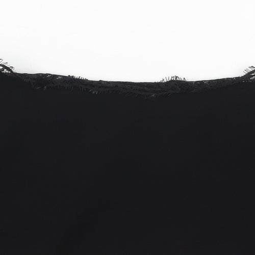 Missguided Womens Black  Polyester Cropped Blouse Size 8 Round Neck