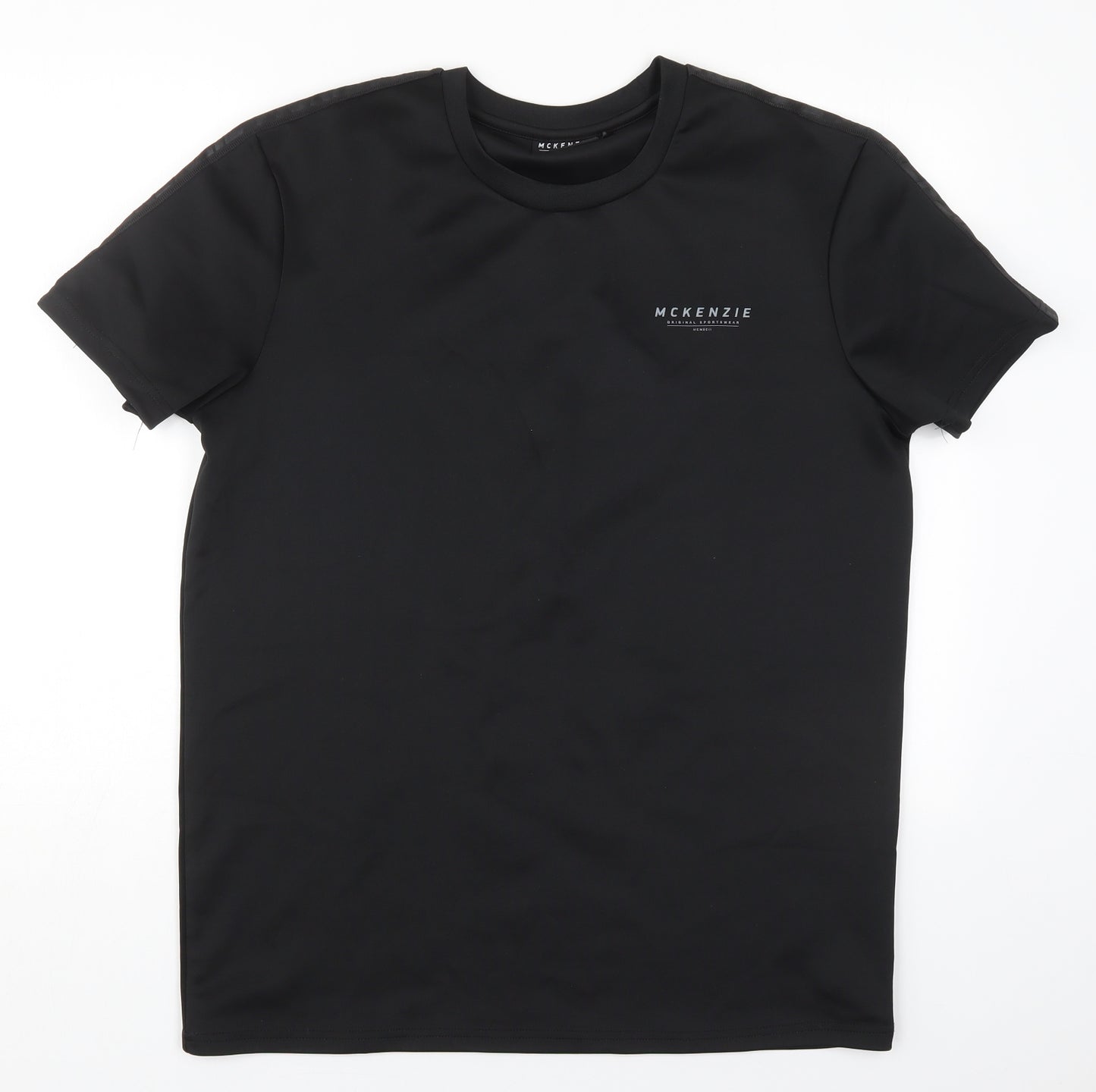 McKenzie Mens Black  Polyester  T-Shirt Size L Crew Neck