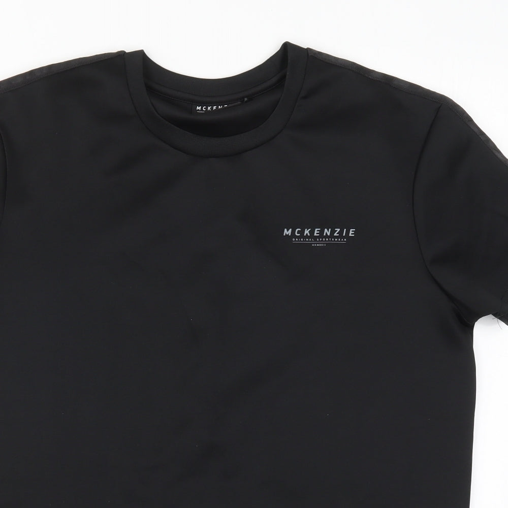 McKenzie Mens Black  Polyester  T-Shirt Size L Crew Neck