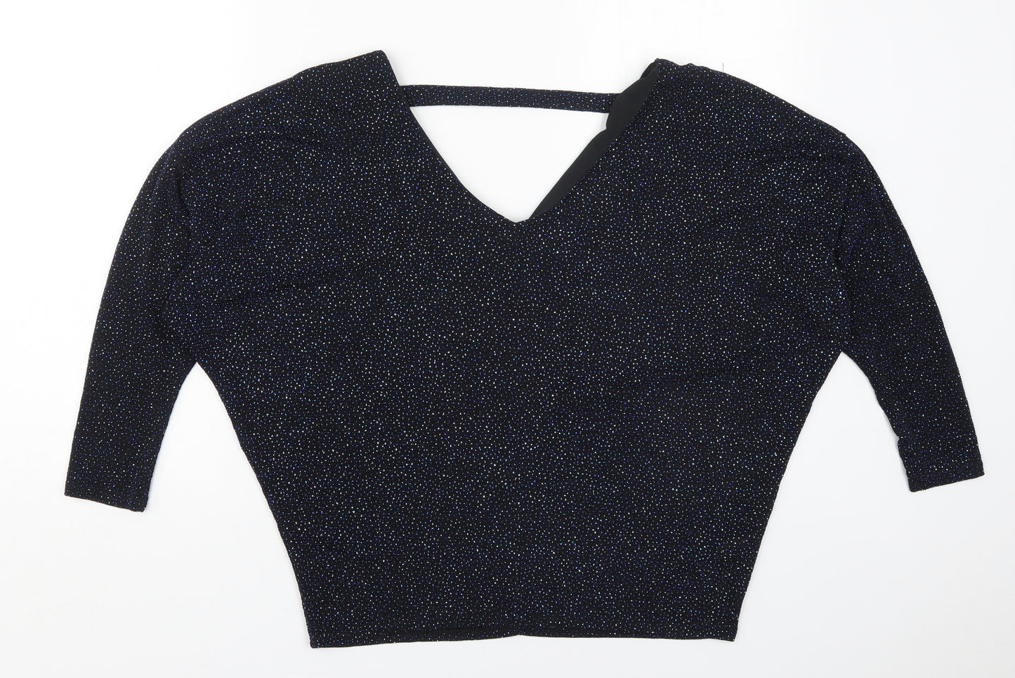 Dorothy Perkins Womens Blue  Nylon Basic T-Shirt Size 12 V-Neck