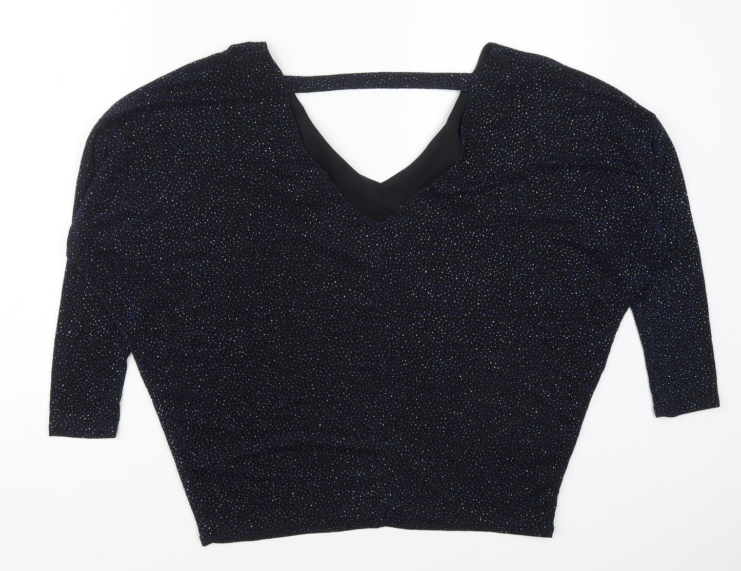 Dorothy Perkins Womens Blue  Nylon Basic T-Shirt Size 12 V-Neck