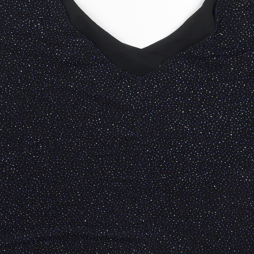 Dorothy Perkins Womens Blue  Nylon Basic T-Shirt Size 12 V-Neck