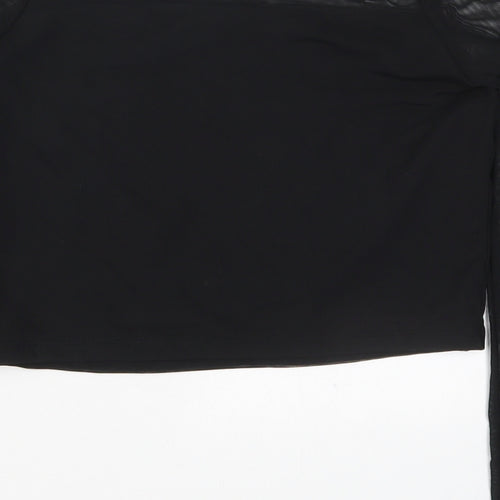 Select Girls Black  Viscose Cropped T-Shirt Size 12-13 Years Round Neck Pullover