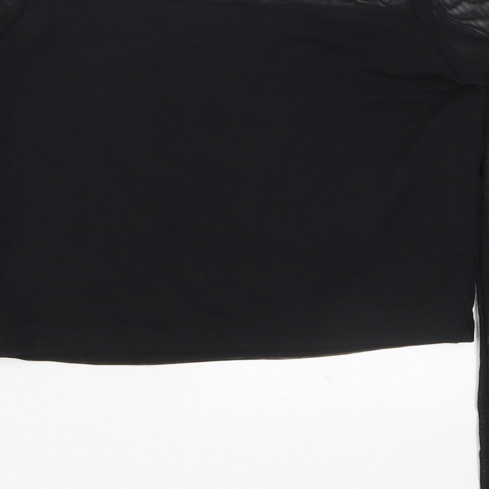 Select Girls Black  Viscose Cropped T-Shirt Size 12-13 Years Round Neck Pullover