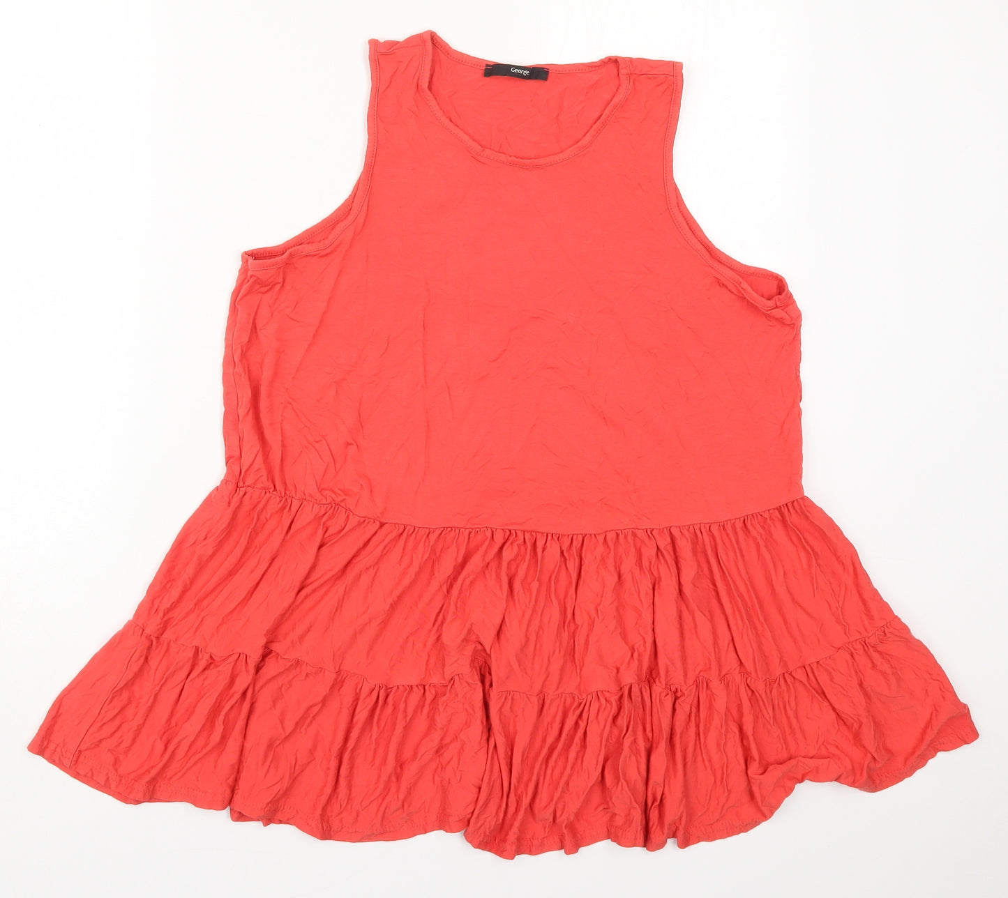 George Womens Red  Viscose Basic Tank Size 14 Round Neck