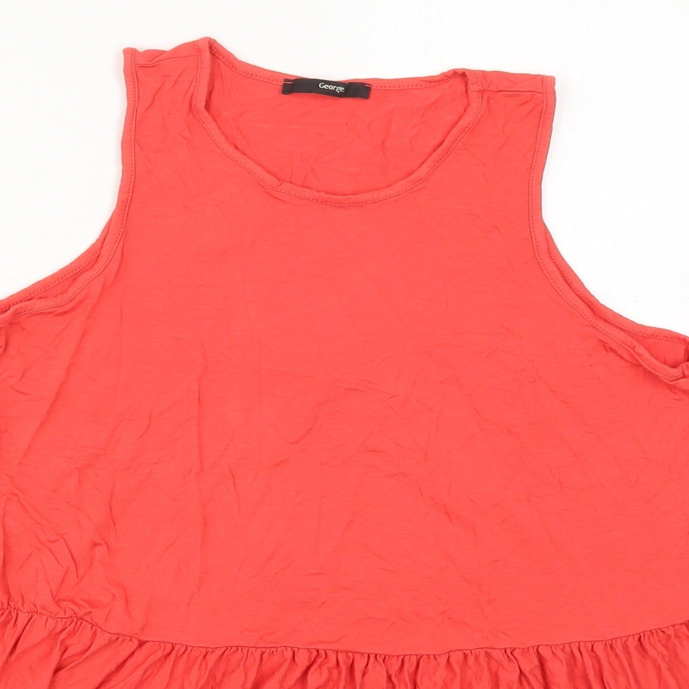 George Womens Red  Viscose Basic Tank Size 14 Round Neck