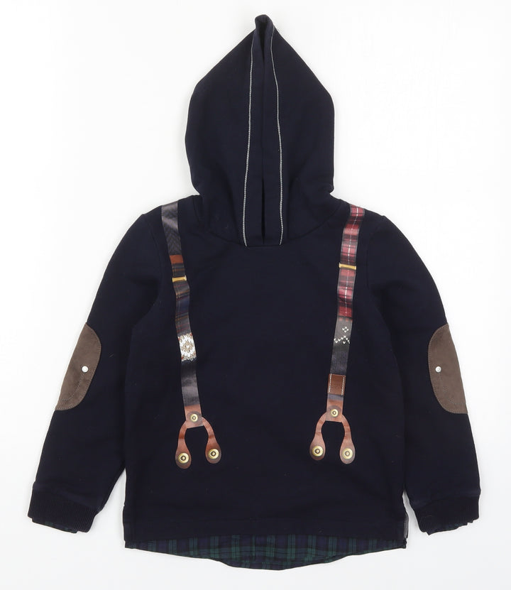 Lapin House Boys Blue  Cotton Pullover Hoodie Size 5 Years  Pullover - Suspender Graphic