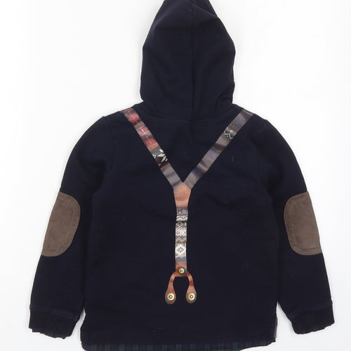 Lapin House Boys Blue  Cotton Pullover Hoodie Size 5 Years  Pullover - Suspender Graphic