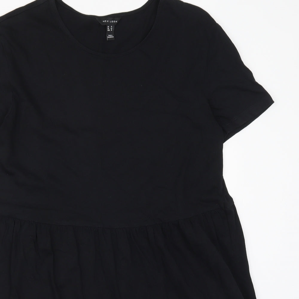 New Look Womens Black  Cotton Trapeze & Swing  Size 14  Crew Neck Pullover