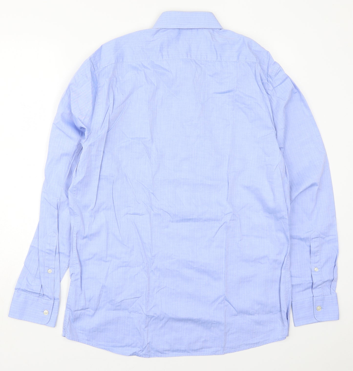 Jaeger Mens Blue  Cotton  Dress Shirt Size 16 Collared Button