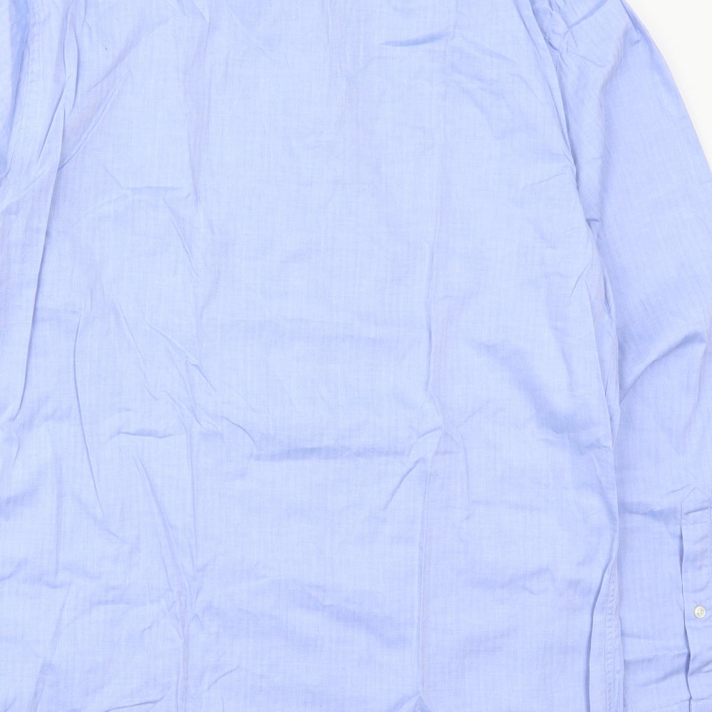 Jaeger Mens Blue  Cotton  Dress Shirt Size 16 Collared Button