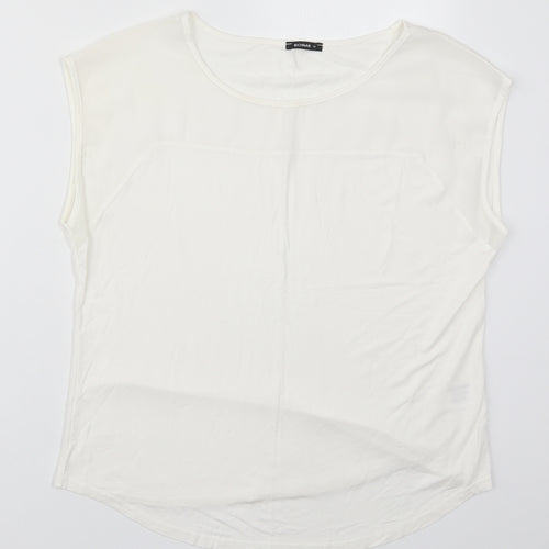 Roman Womens White  Viscose Basic T-Shirt Size 14 Round Neck