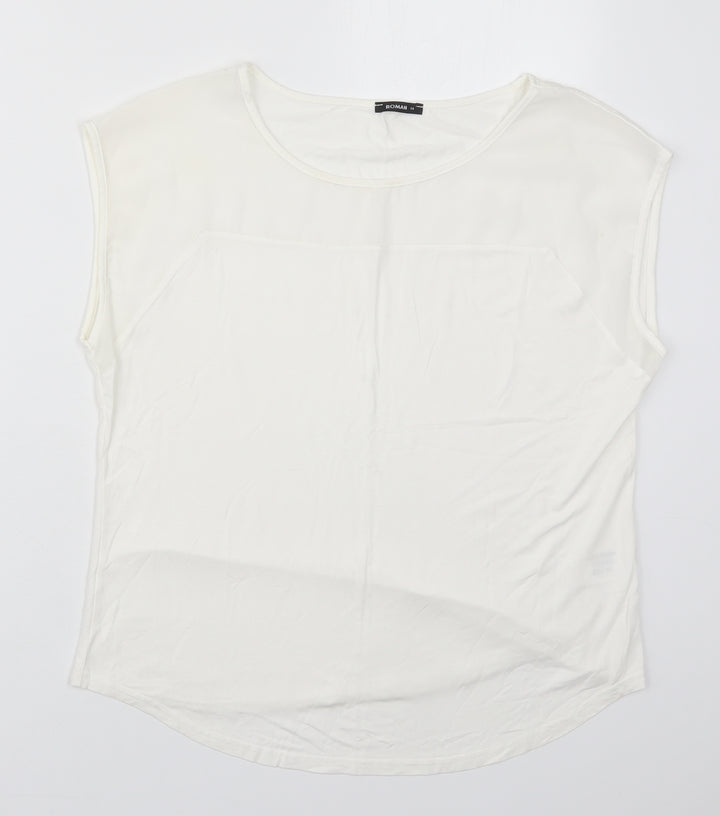 Roman Womens White  Viscose Basic T-Shirt Size 14 Round Neck