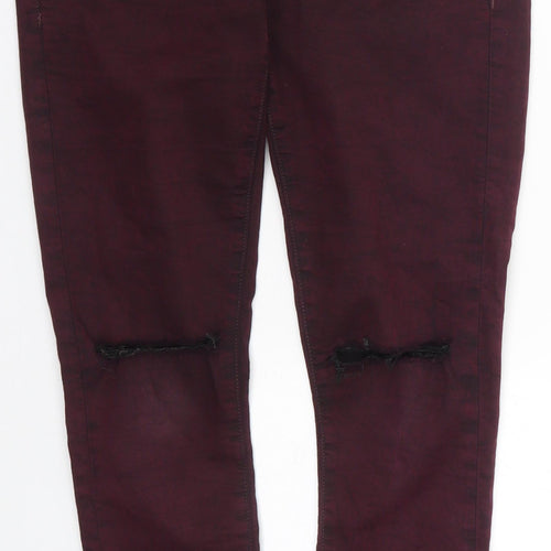 Topshop Womens Purple  Cotton Skinny Jeans Size 28 in L27 in Regular Button