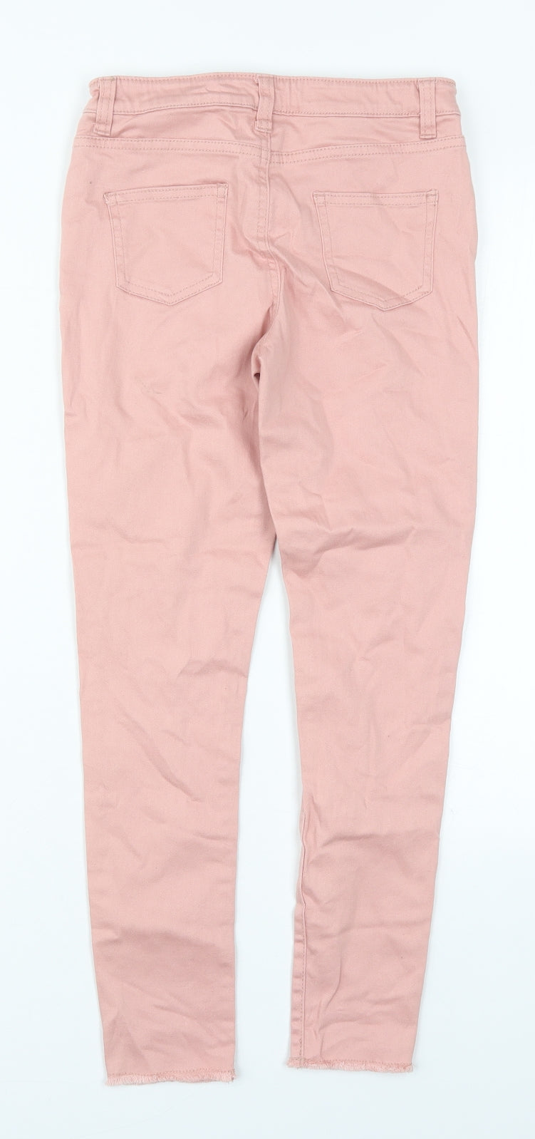 Denim Co Girls Pink  Cotton Skinny Jeans Size 10-11 Years  Regular Button - Distressed Look