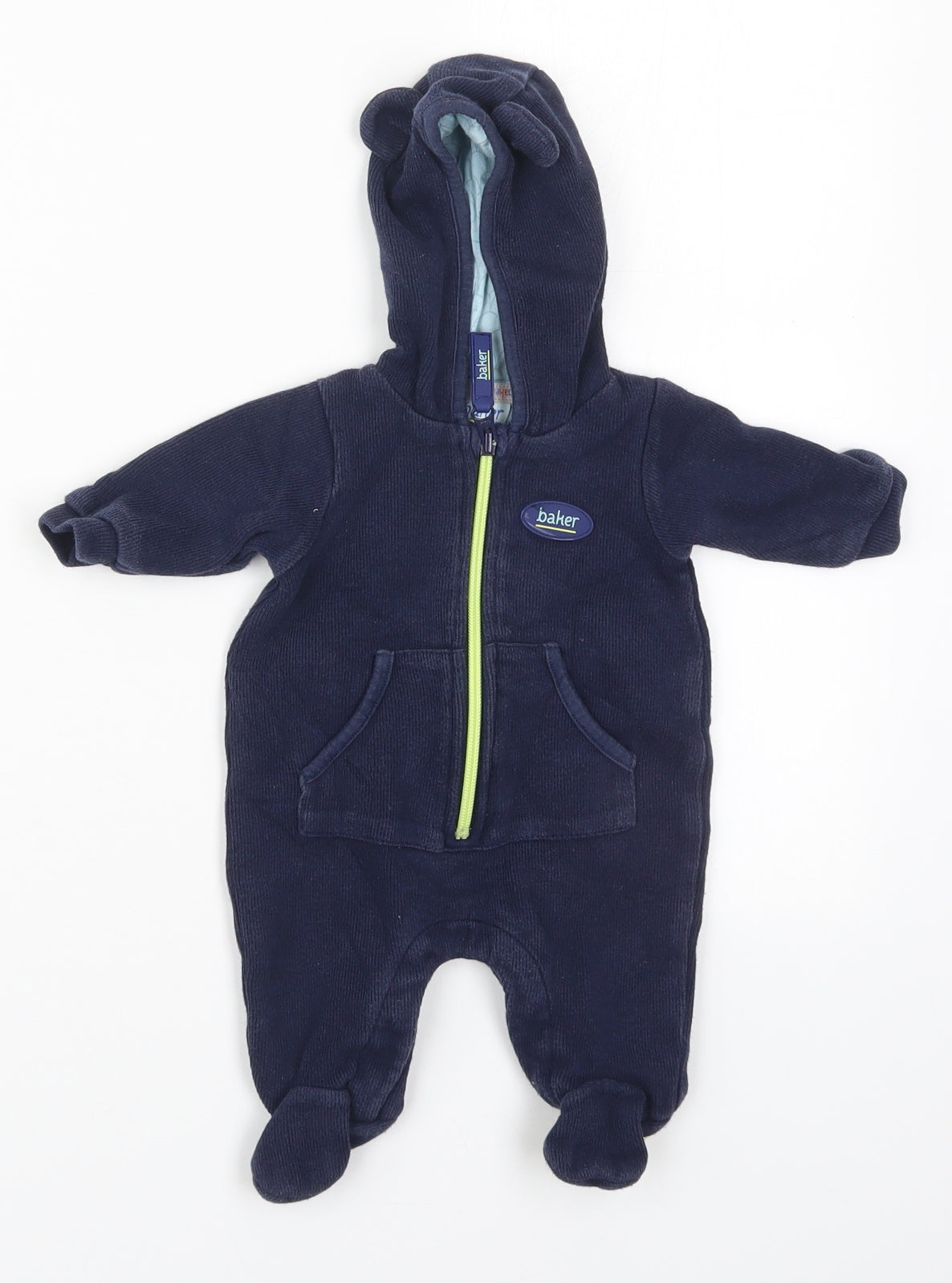 Ted Baker Boys Blue Solid Cotton Cami One Piece Size Newborn  Zip - Ears on Hood