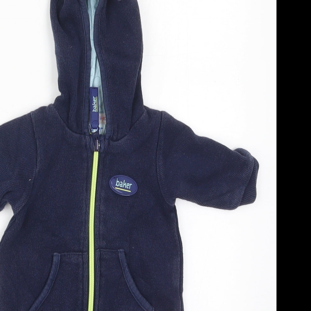 Ted Baker Boys Blue Solid Cotton Cami One Piece Size Newborn  Zip - Ears on Hood