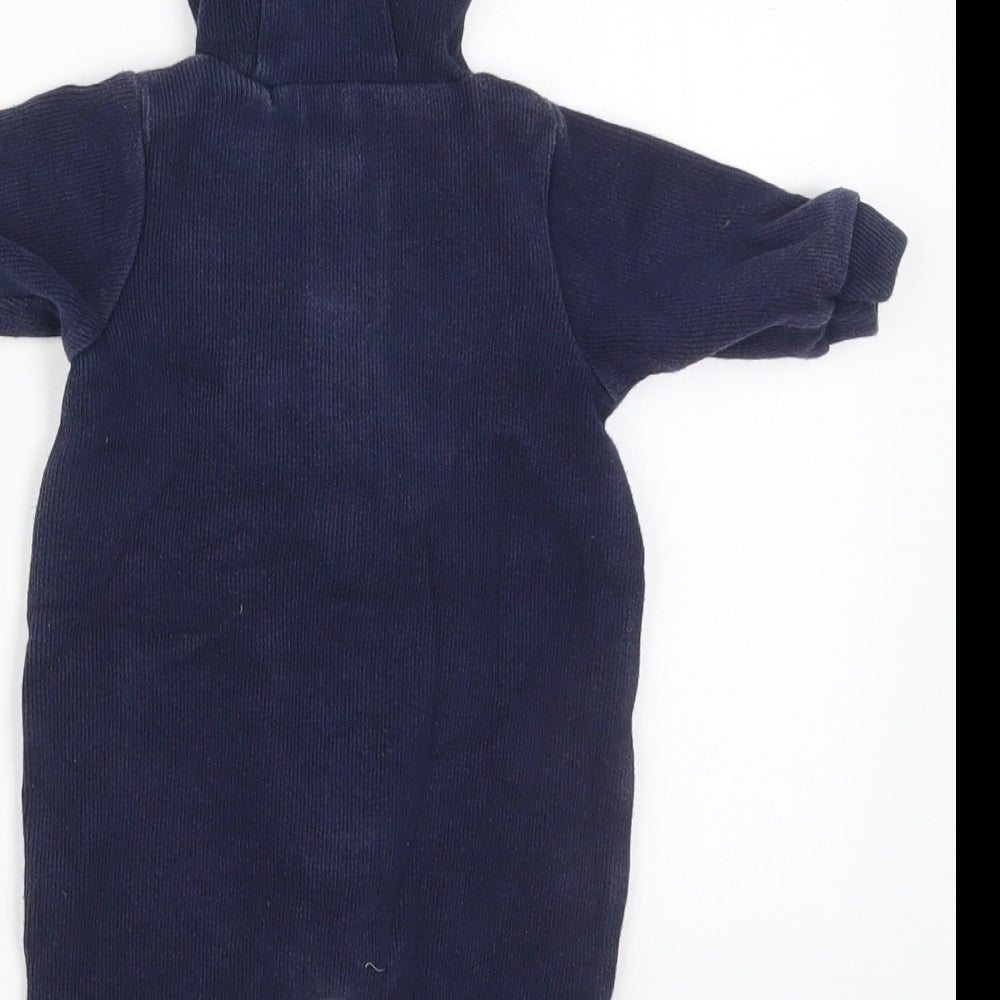 Ted Baker Boys Blue Solid Cotton Cami One Piece Size Newborn  Zip - Ears on Hood