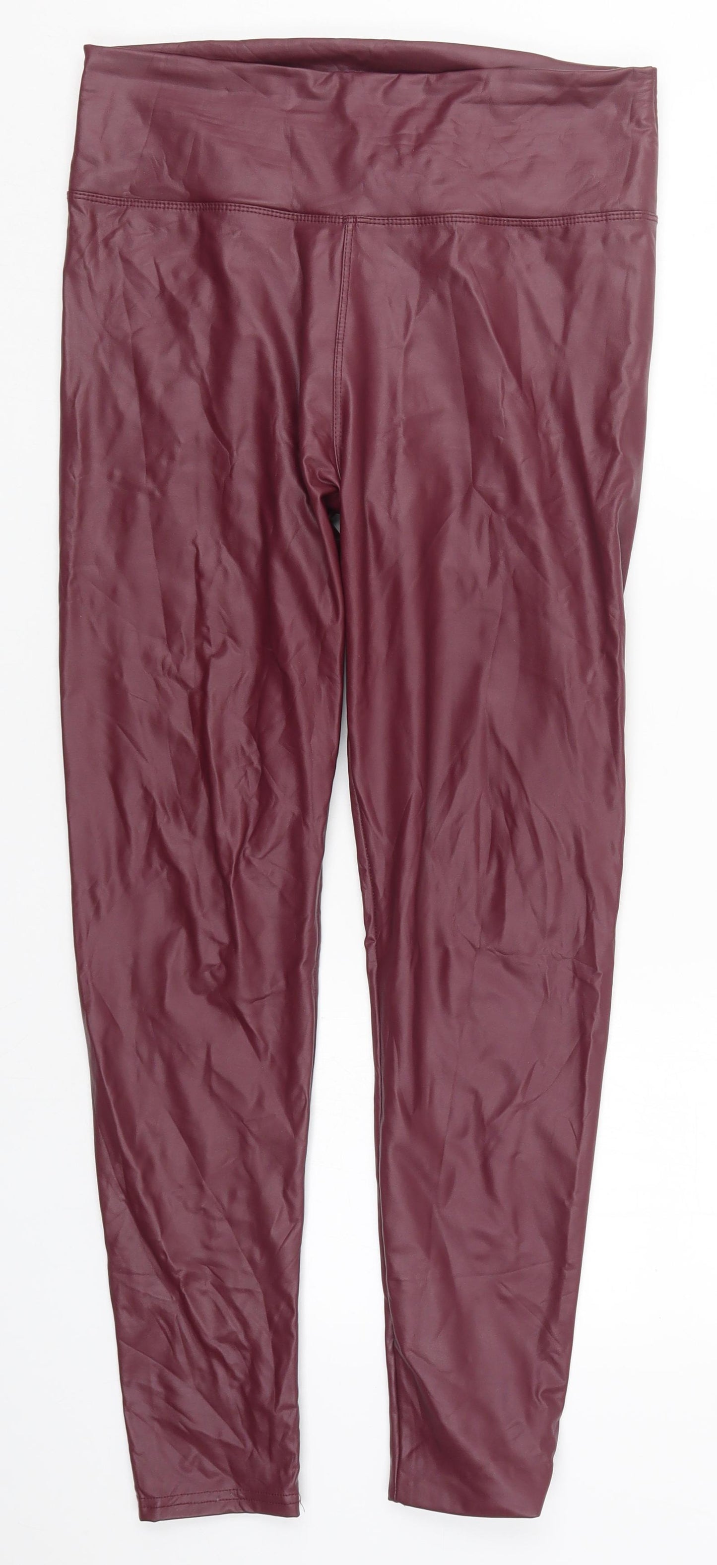 Preworn Womens Red  Polyurethane Carrot Leggings Size L L27 in   - Burgundy
