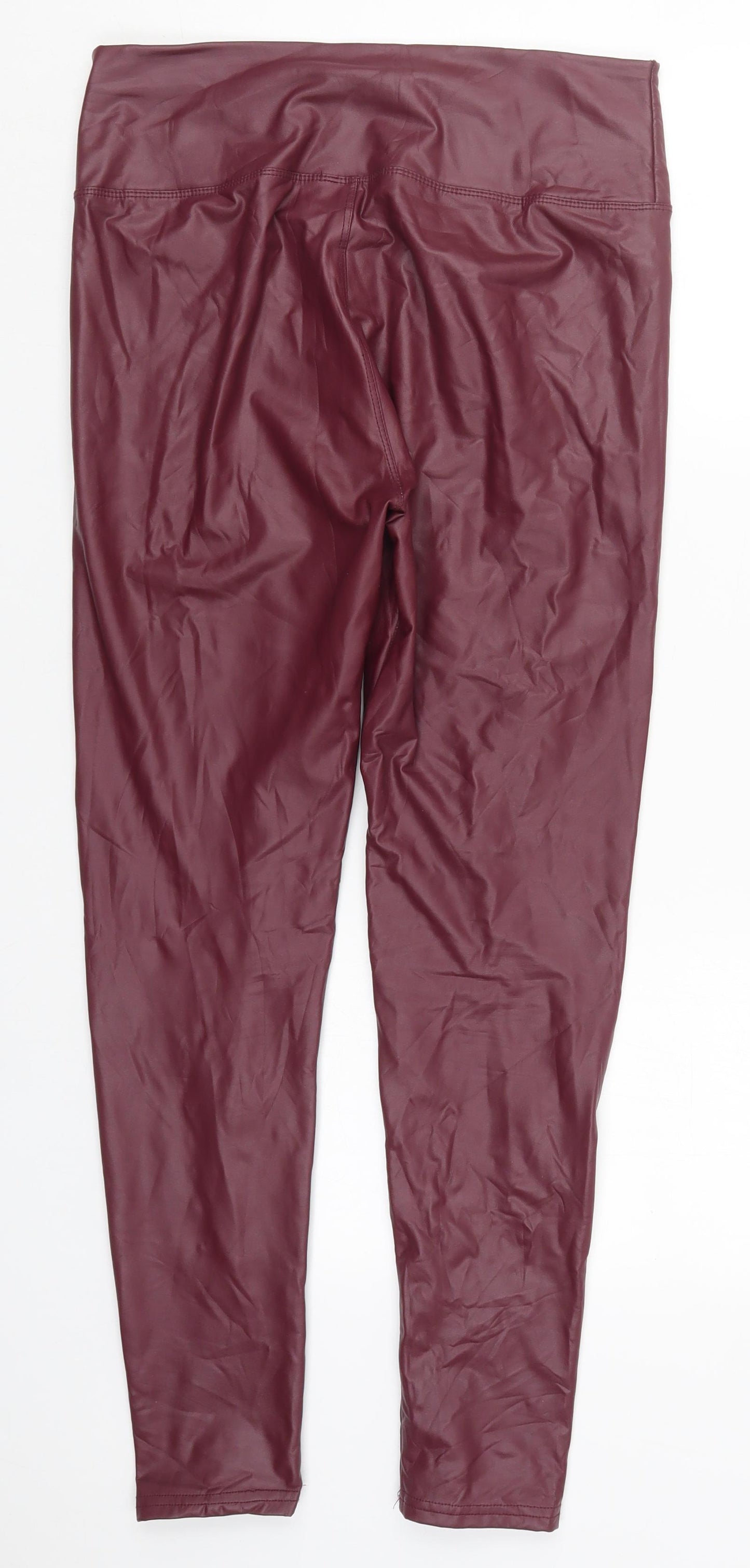 Preworn Womens Red  Polyurethane Carrot Leggings Size L L27 in   - Burgundy