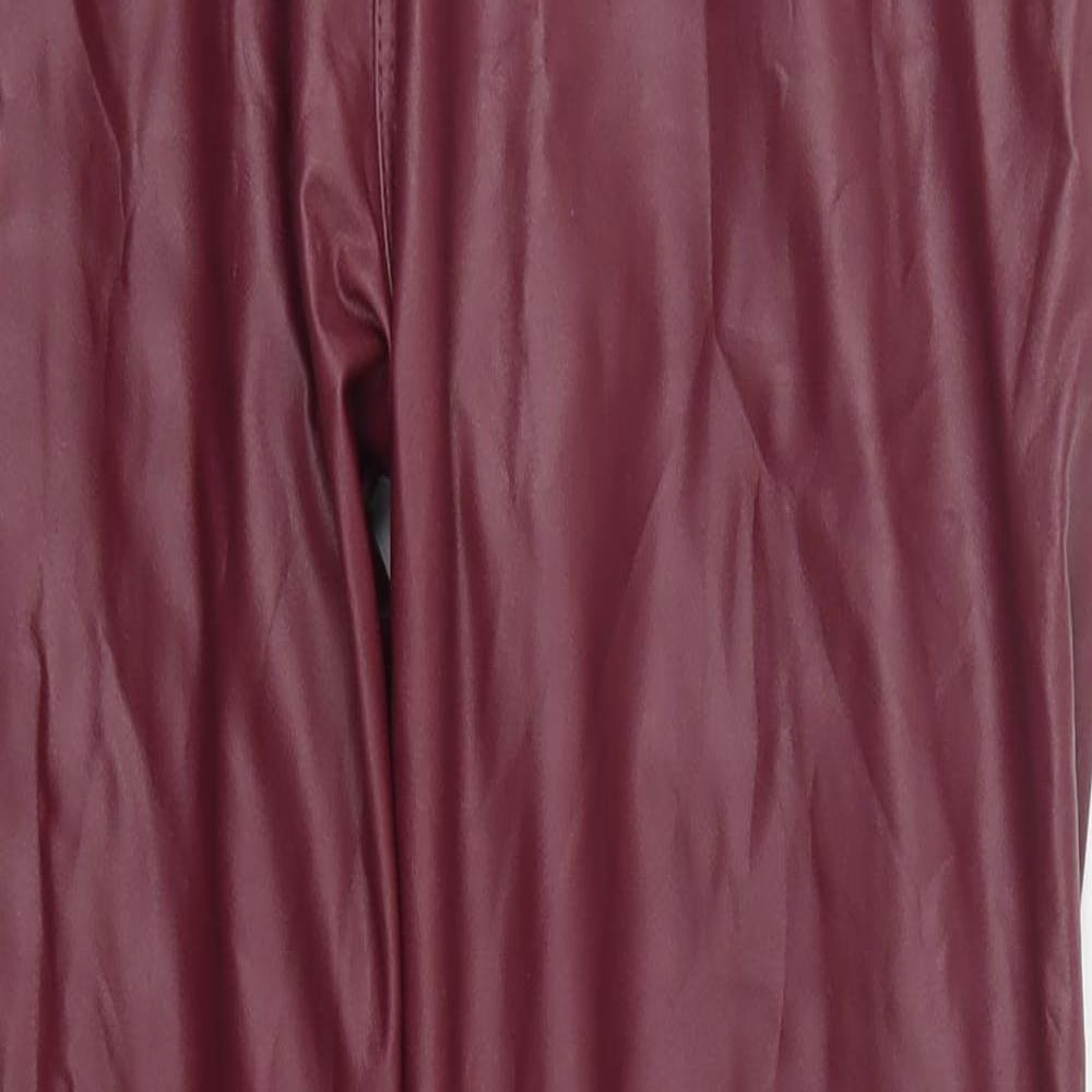 Preworn Womens Red  Polyurethane Carrot Leggings Size L L27 in   - Burgundy