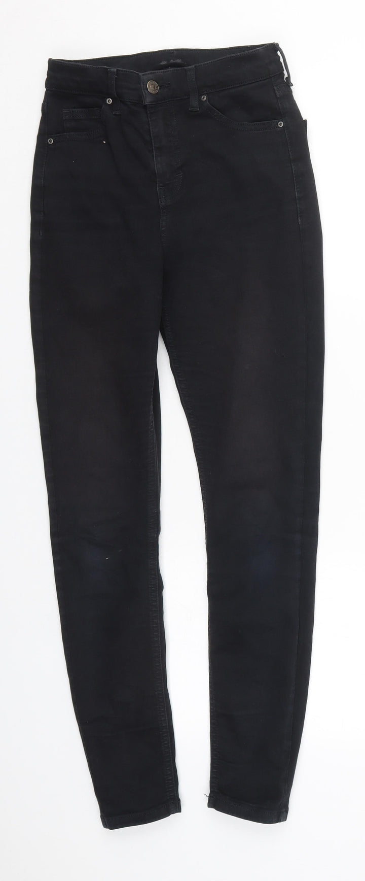 Topshop Womens Black Cotton Skinny Jeans Size 26 in L27 in Regular Button