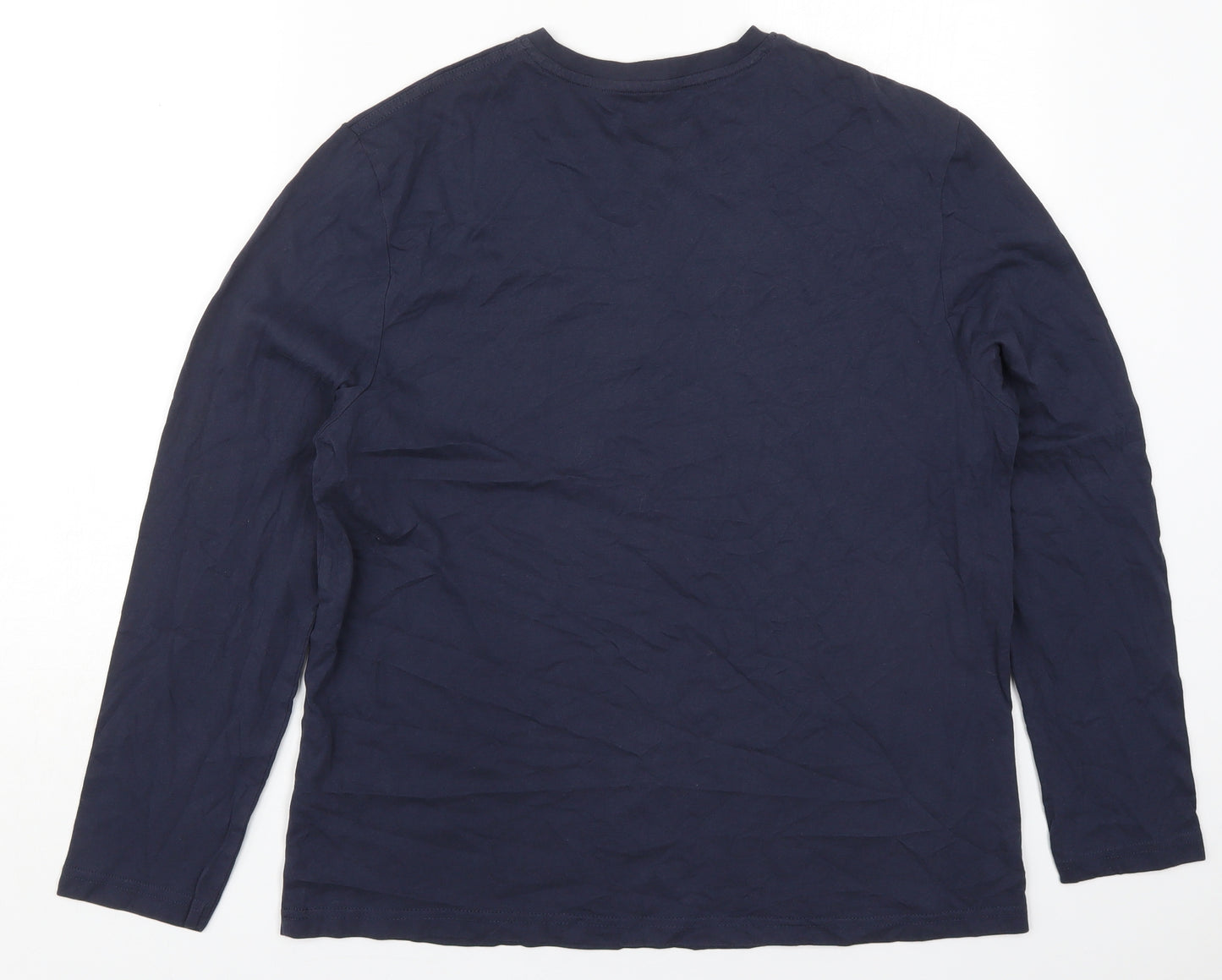 George Mens Blue  Cotton  T-Shirt Size M Henley