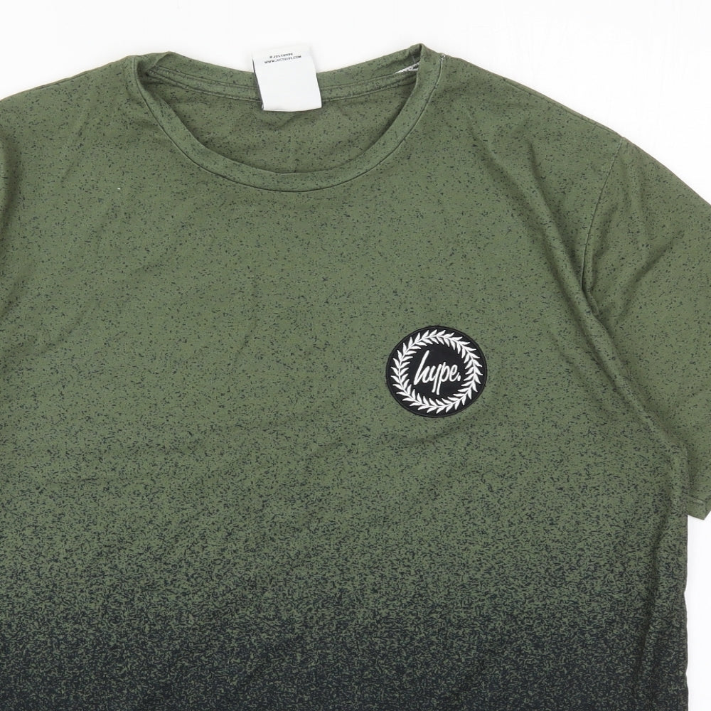 Just Hype Mens Green  Polyester  T-Shirt Size L Crew Neck