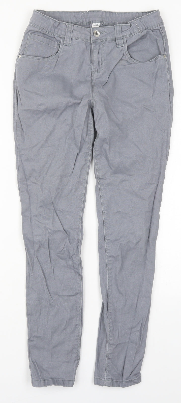 Denim Co Girls Grey Cotton Skinny Jeans Size 12-13 Years Regular Button