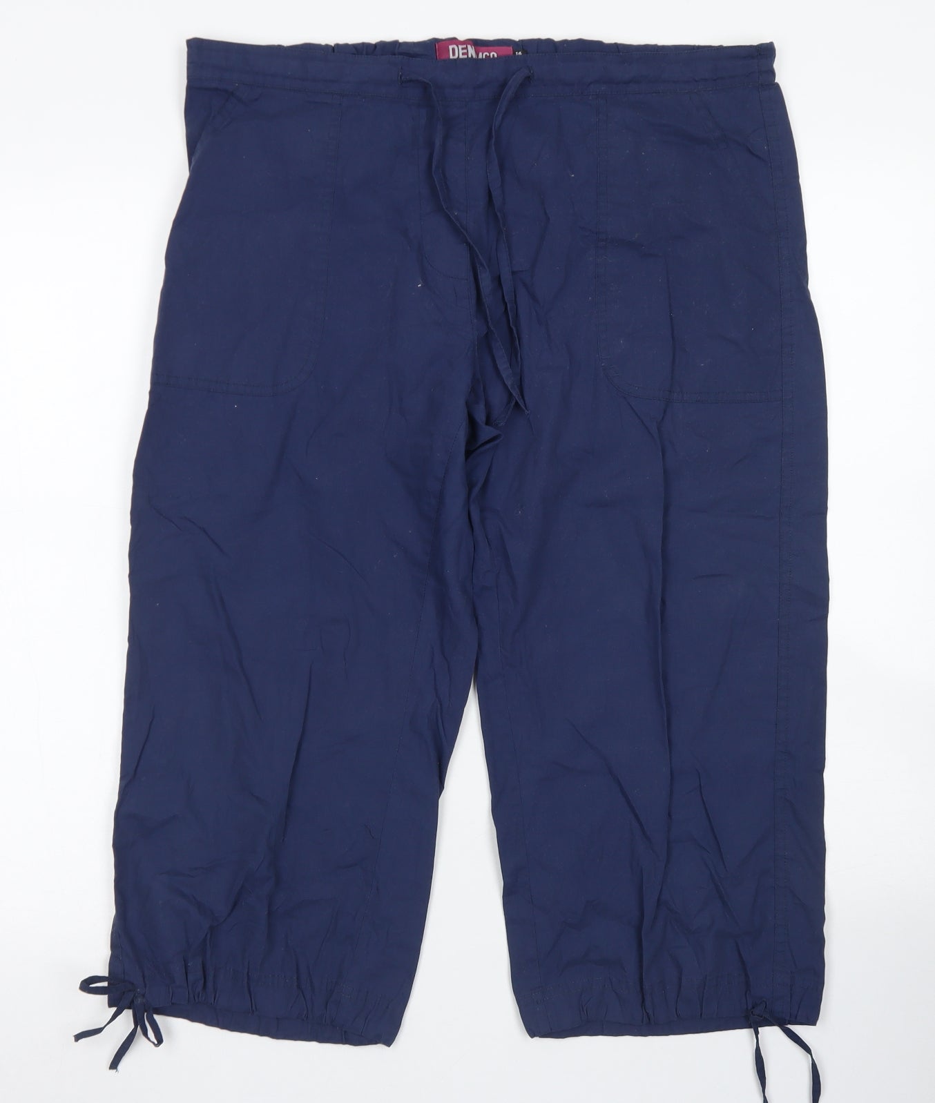 Denim Co Womens Blue  Polyester Cargo Shorts Size 14 L18 in Regular Drawstring