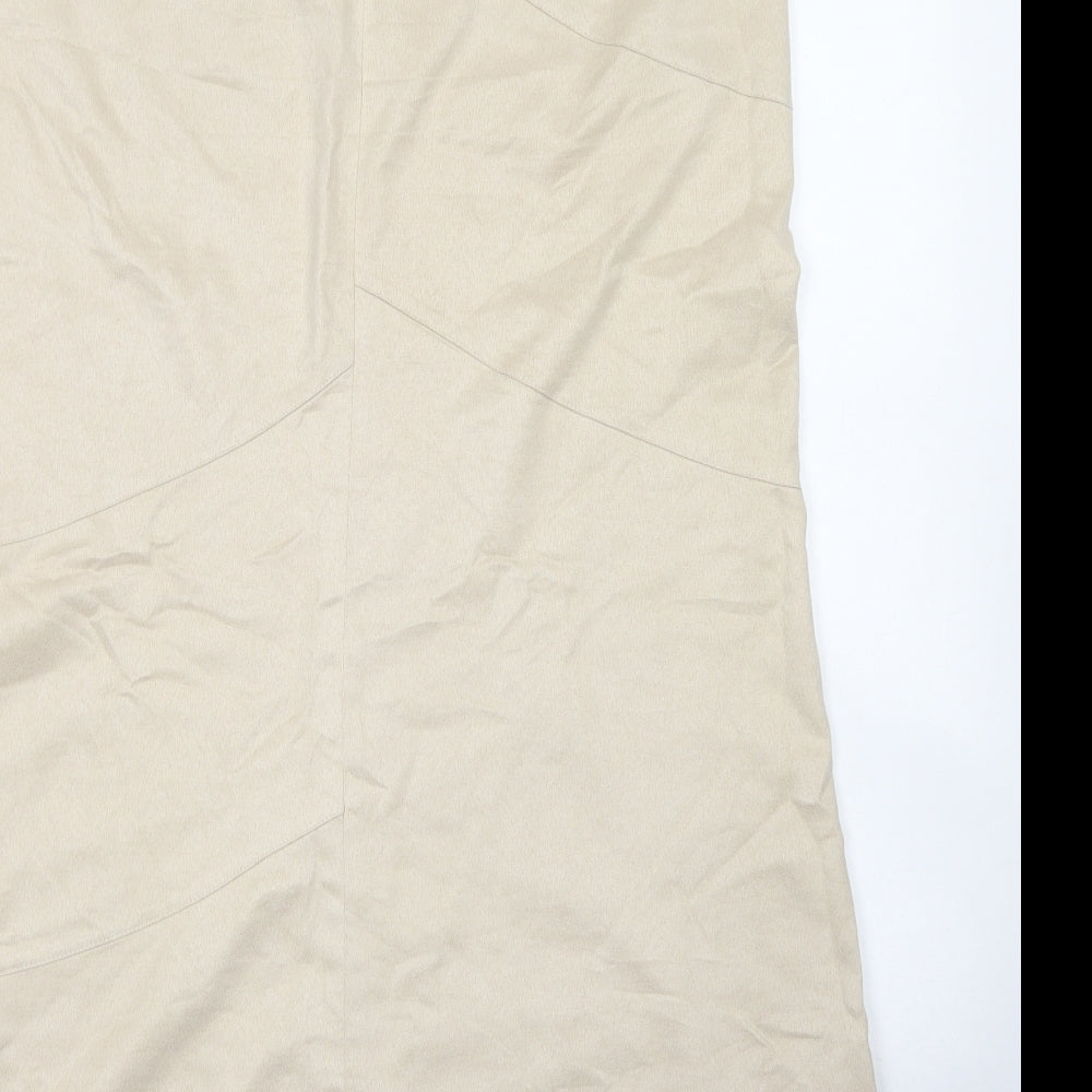 New Look Womens Brown  Polyester A-Line Skirt Size 14   Zip