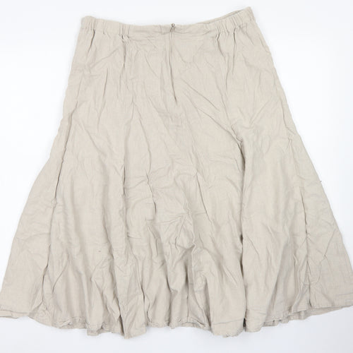 Damart Womens Brown  Linen Flare Skirt Size 16   Zip