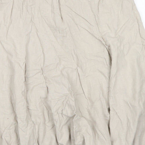 Damart Womens Brown  Linen Flare Skirt Size 16   Zip