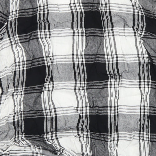Papaya Womens Black Plaid Viscose Basic Blouse Size M V-Neck