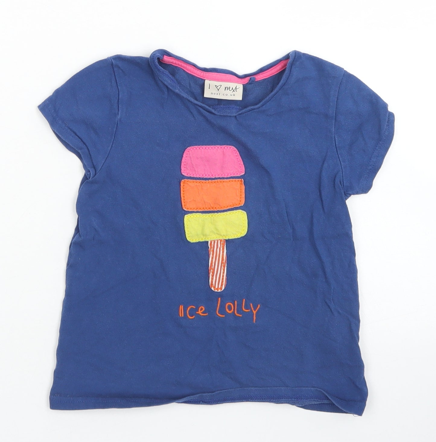 NEXT Girls Blue  Cotton Basic T-Shirt Size 5-6 Years Crew Neck  - Ice Lolly