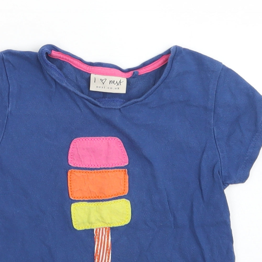 NEXT Girls Blue  Cotton Basic T-Shirt Size 5-6 Years Crew Neck  - Ice Lolly