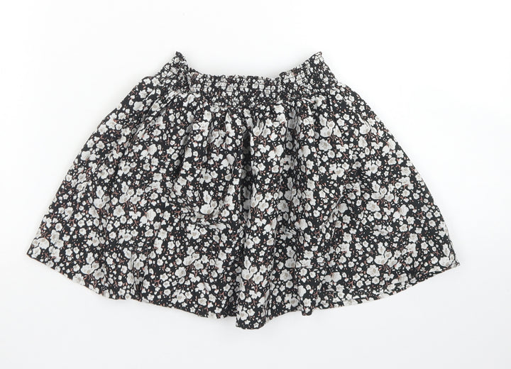 NEXT Girls Black Floral Polyester Flare Skirt Size 4 Years Regular