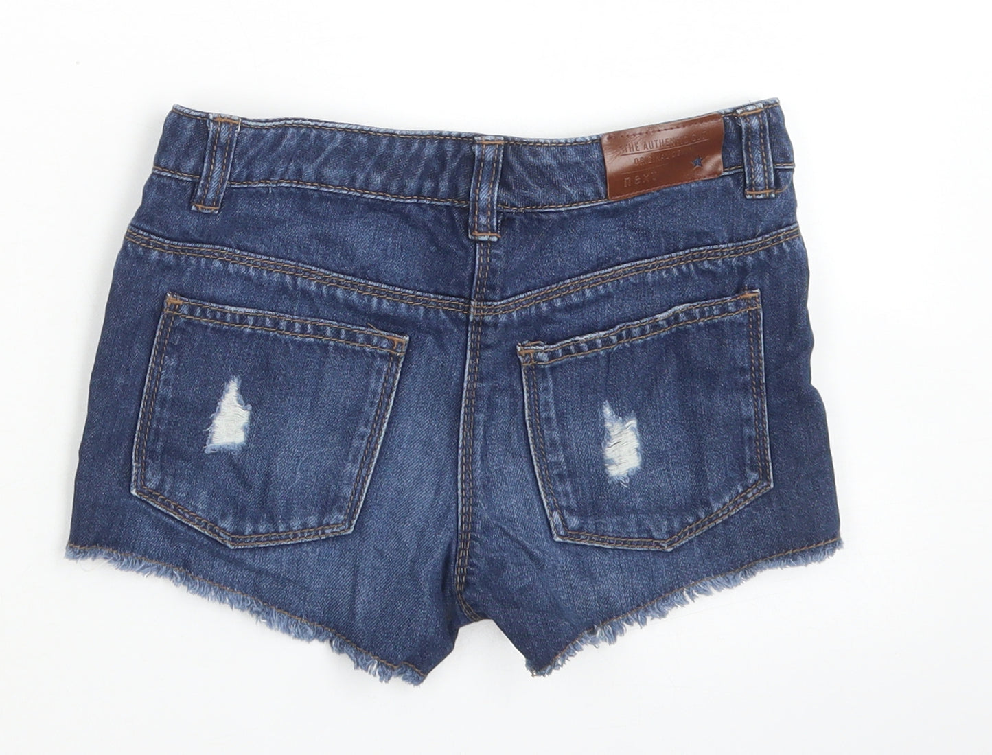 NEXT Girls Blue  Cotton Mom Shorts Size 8 Years  Regular Buckle - Distressed