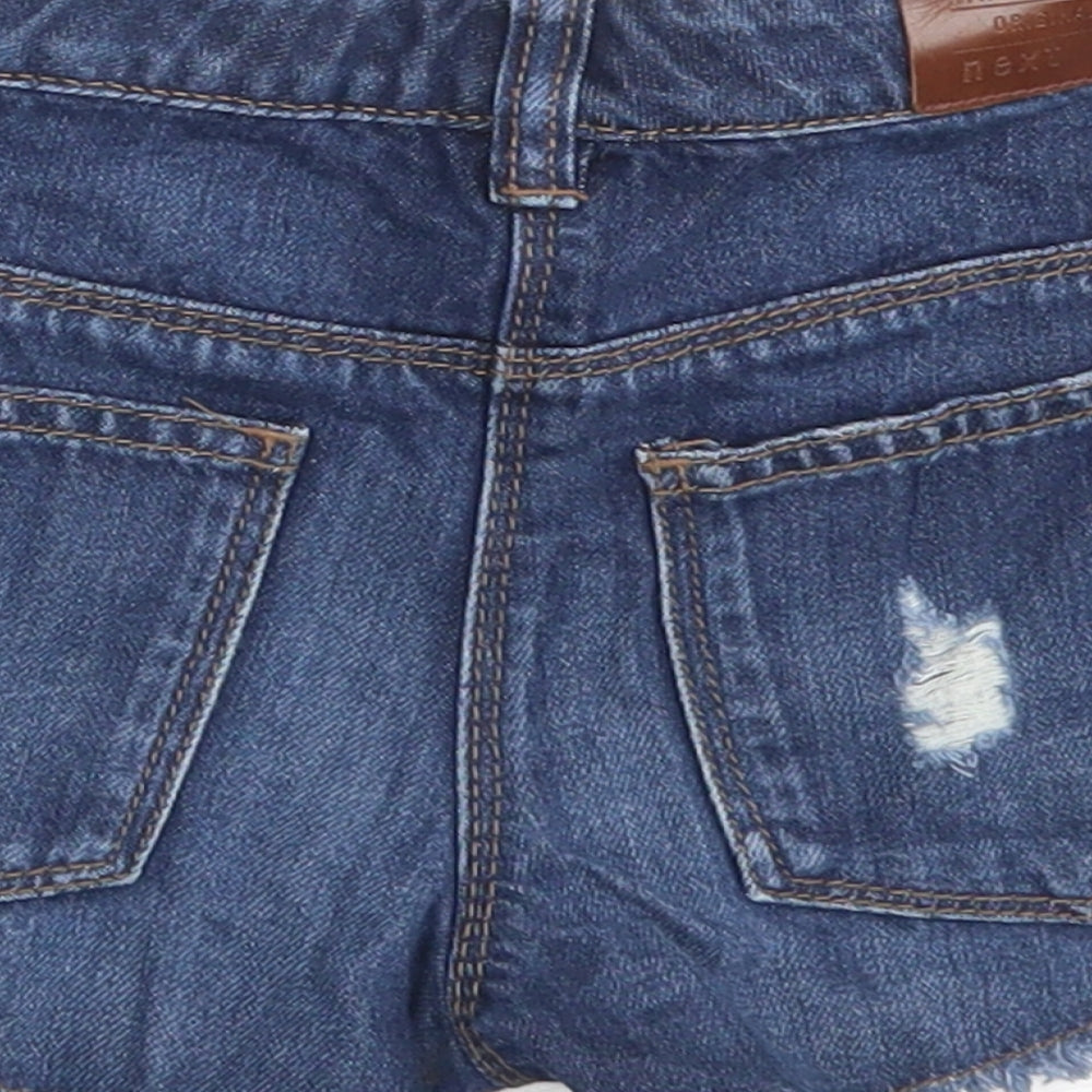 NEXT Girls Blue  Cotton Mom Shorts Size 8 Years  Regular Buckle - Distressed
