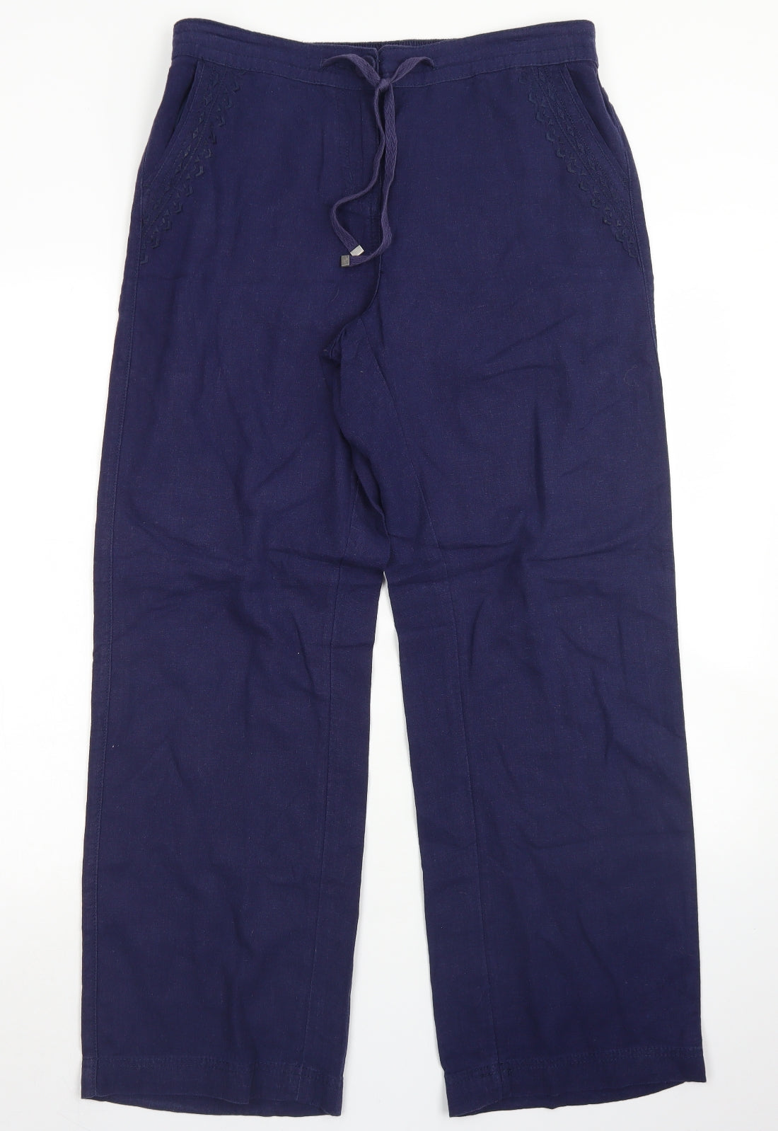 George Womens Blue  Linen Trousers  Size 10 L28 in Regular Button