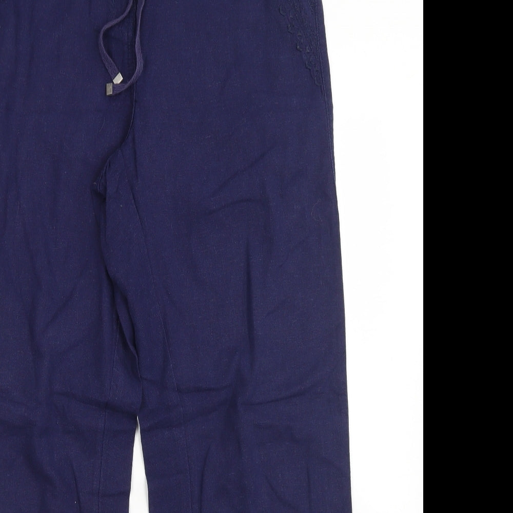 George Womens Blue  Linen Trousers  Size 10 L28 in Regular Button