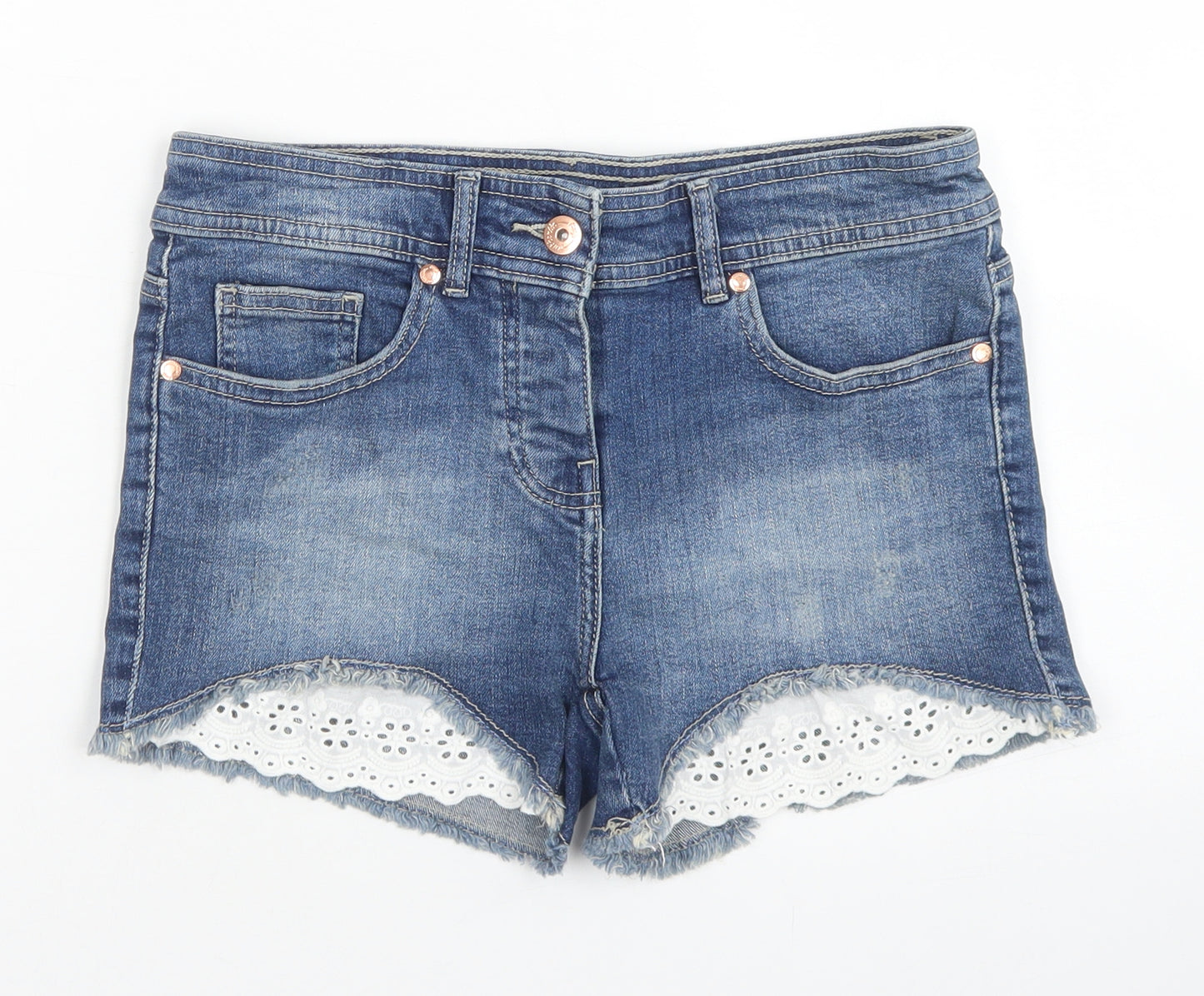 NEXT Womens Blue  Cotton Hot Pants Shorts Size 6 L3 in Regular Button