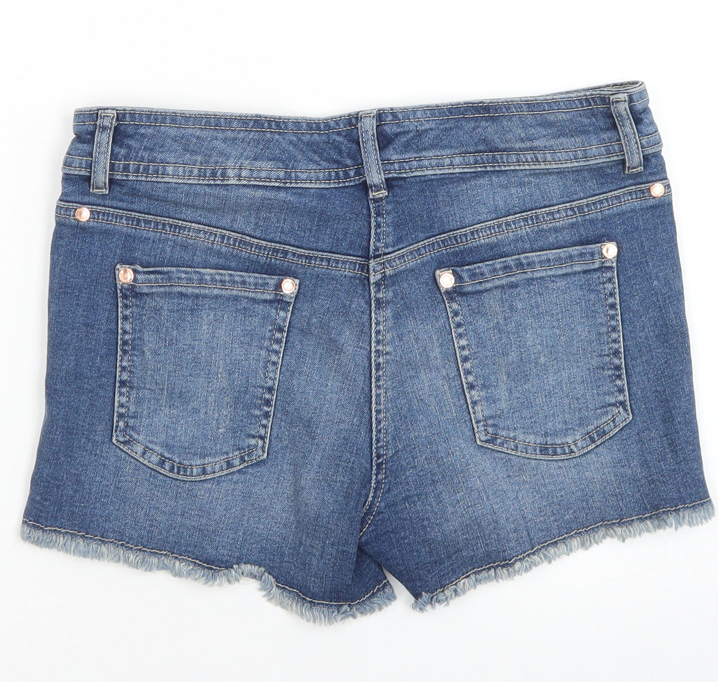 NEXT Womens Blue  Cotton Hot Pants Shorts Size 6 L3 in Regular Button