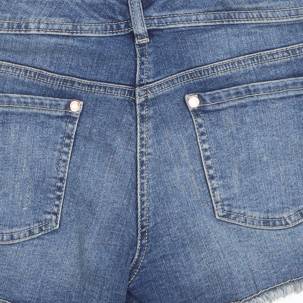 NEXT Womens Blue  Cotton Hot Pants Shorts Size 6 L3 in Regular Button