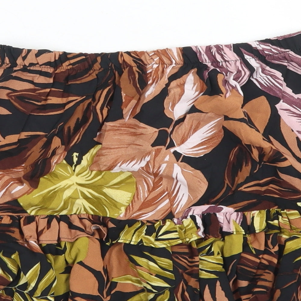 George Womens Brown Floral Viscose Trumpet Skirt Size 8