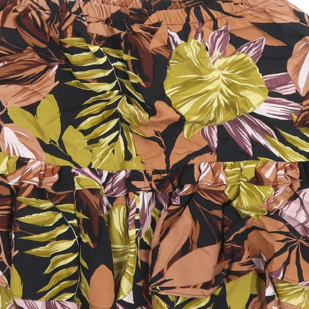 George Womens Brown Floral Viscose Trumpet Skirt Size 8